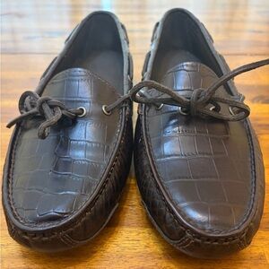 Cole Haan Gunnison II Driver Driving Loafers Sz 10 D Croc Embossed LeatherC05921